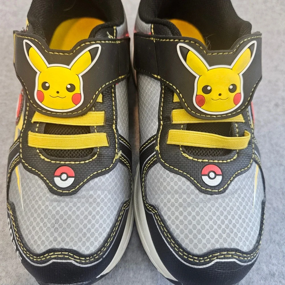 POKEMON PIKACHU KIDS | Shoes Sz 1 Black Yellow Gray Red Sneaker Light up Anime